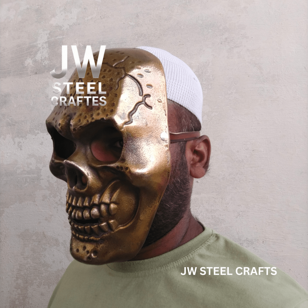 Handcrafted Metal Skull Mask: Choose Copper, Chrome or Antique Finish