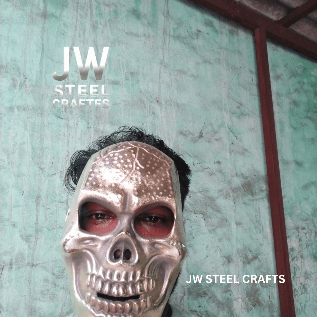 Handcrafted Metal Skull Mask: Choose Copper, Chrome or Antique Finish