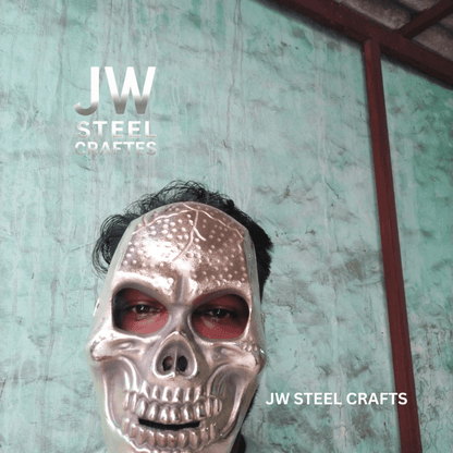 Handcrafted Metal Skull Mask: Choose Copper, Chrome or Antique Finish
