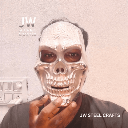 Handcrafted Metal Skull Mask: Choose Copper, Chrome or Antique Finish
