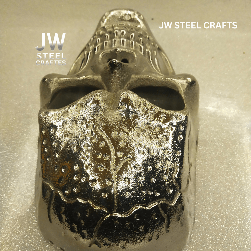 Handcrafted Metal Skull Mask: Choose Copper, Chrome or Antique Finish