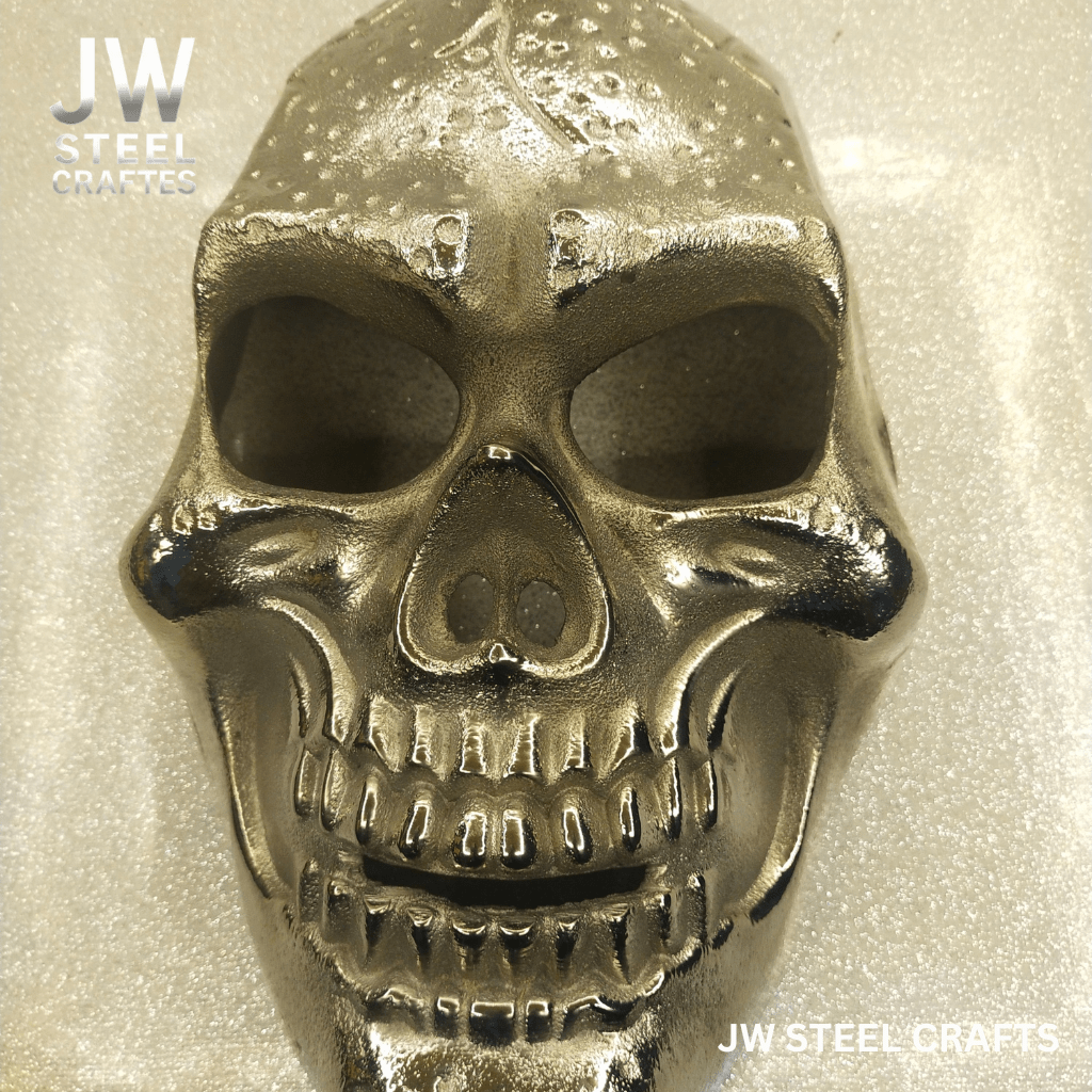 Handcrafted Metal Skull Mask: Choose Copper, Chrome or Antique Finish