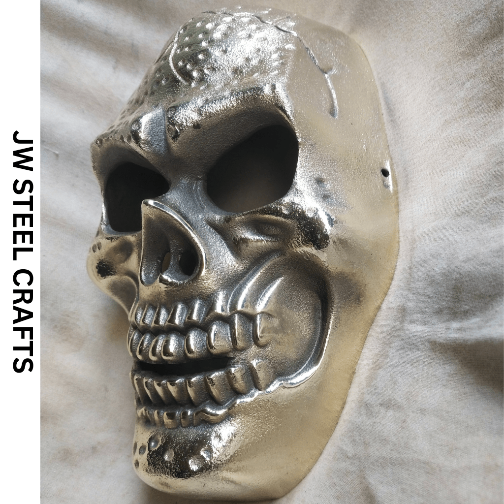 Handcrafted Metal Skull Mask: Choose Copper, Chrome or Antique Finish