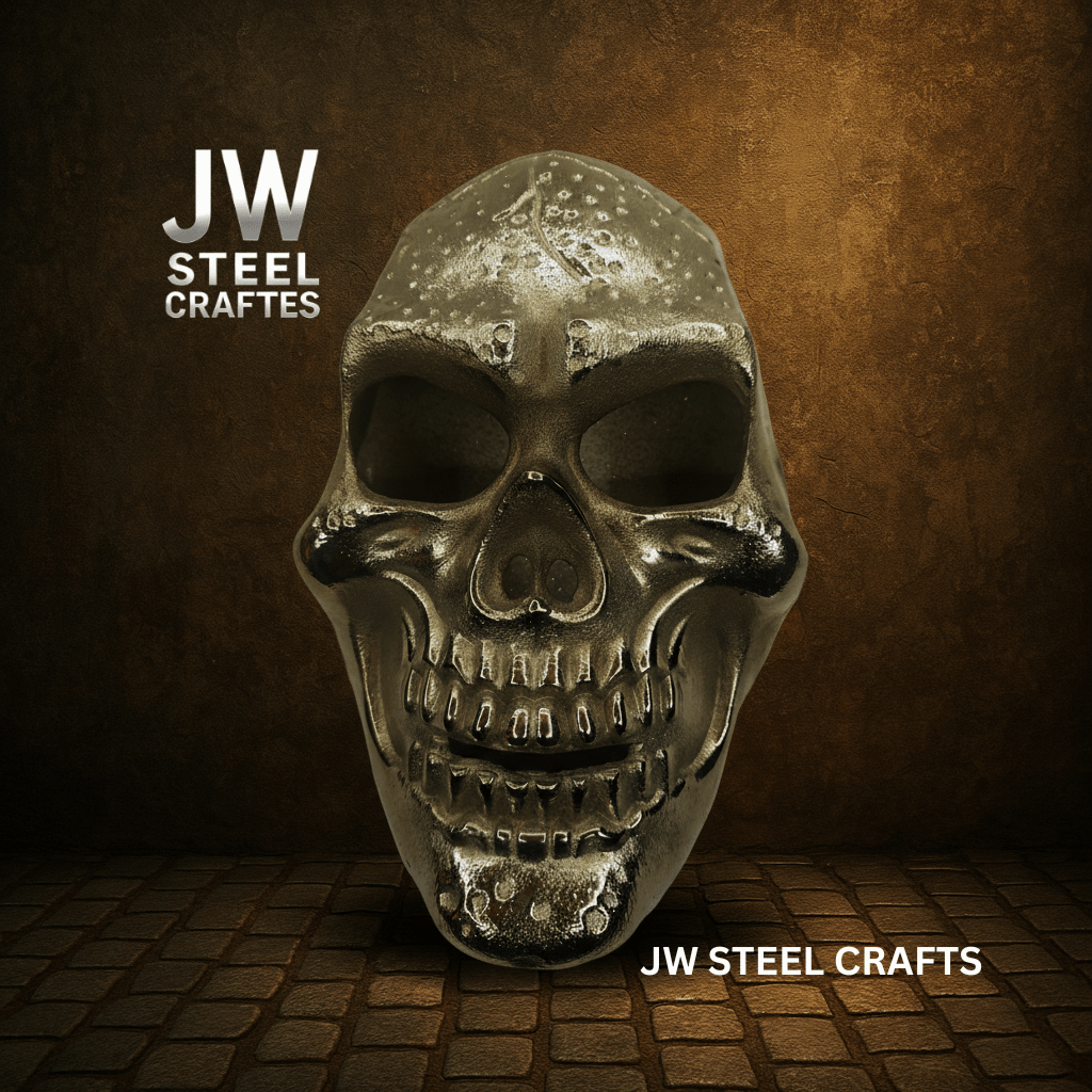 Handcrafted Metal Skull Mask: Choose Copper, Chrome or Antique Finish