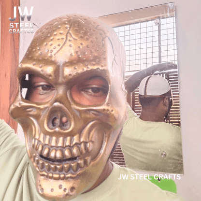Handcrafted Metal Skull Mask: Choose Copper, Chrome or Antique Finish