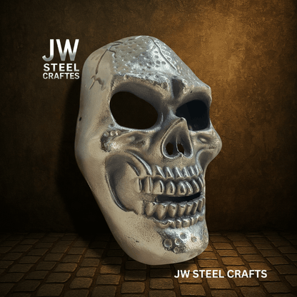 Handcrafted Metal Skull Mask: Choose Copper, Chrome or Antique Finish