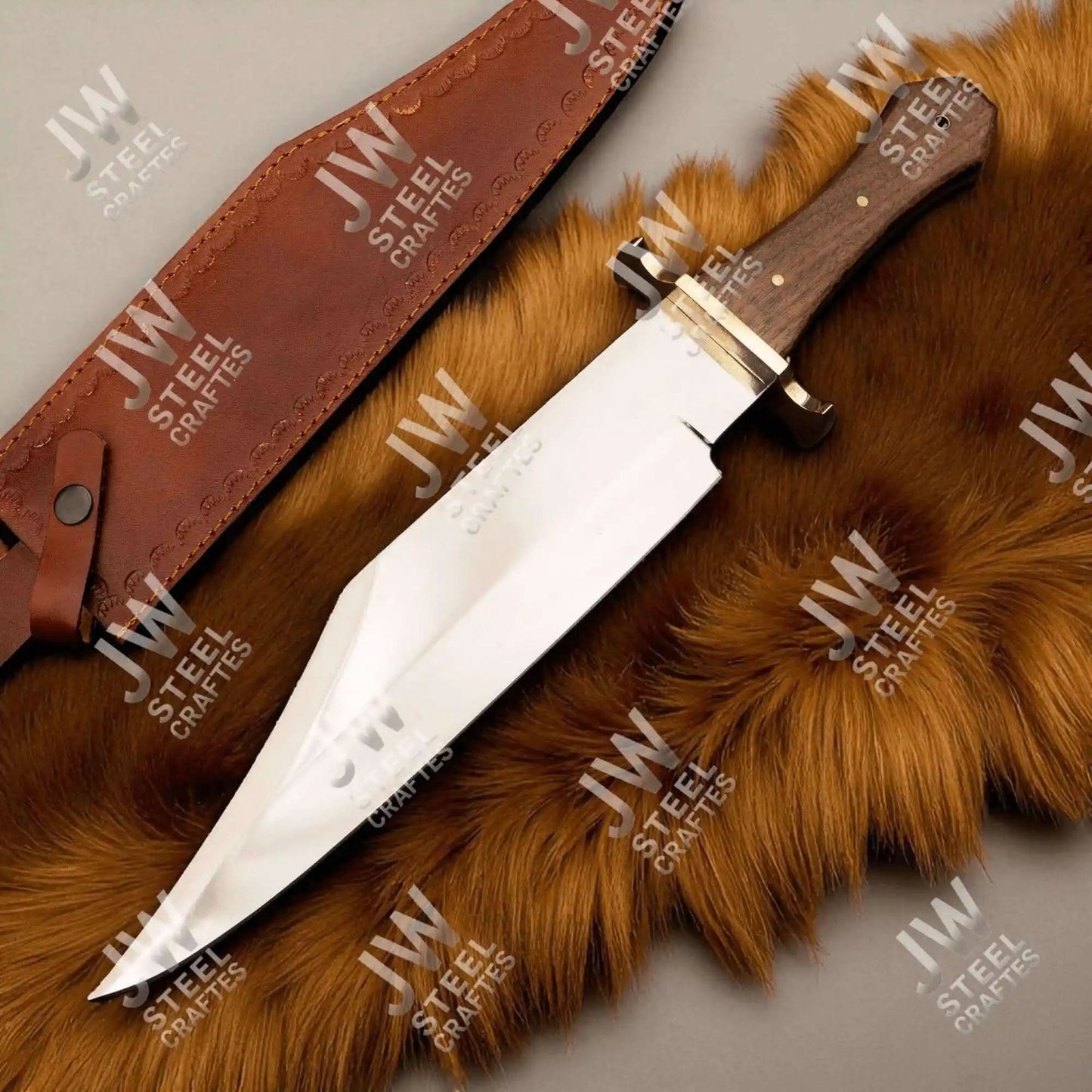 Handmade Carbon Steel Frontier Bowie Knife with Rosewood Handle | JW SteelCrafts