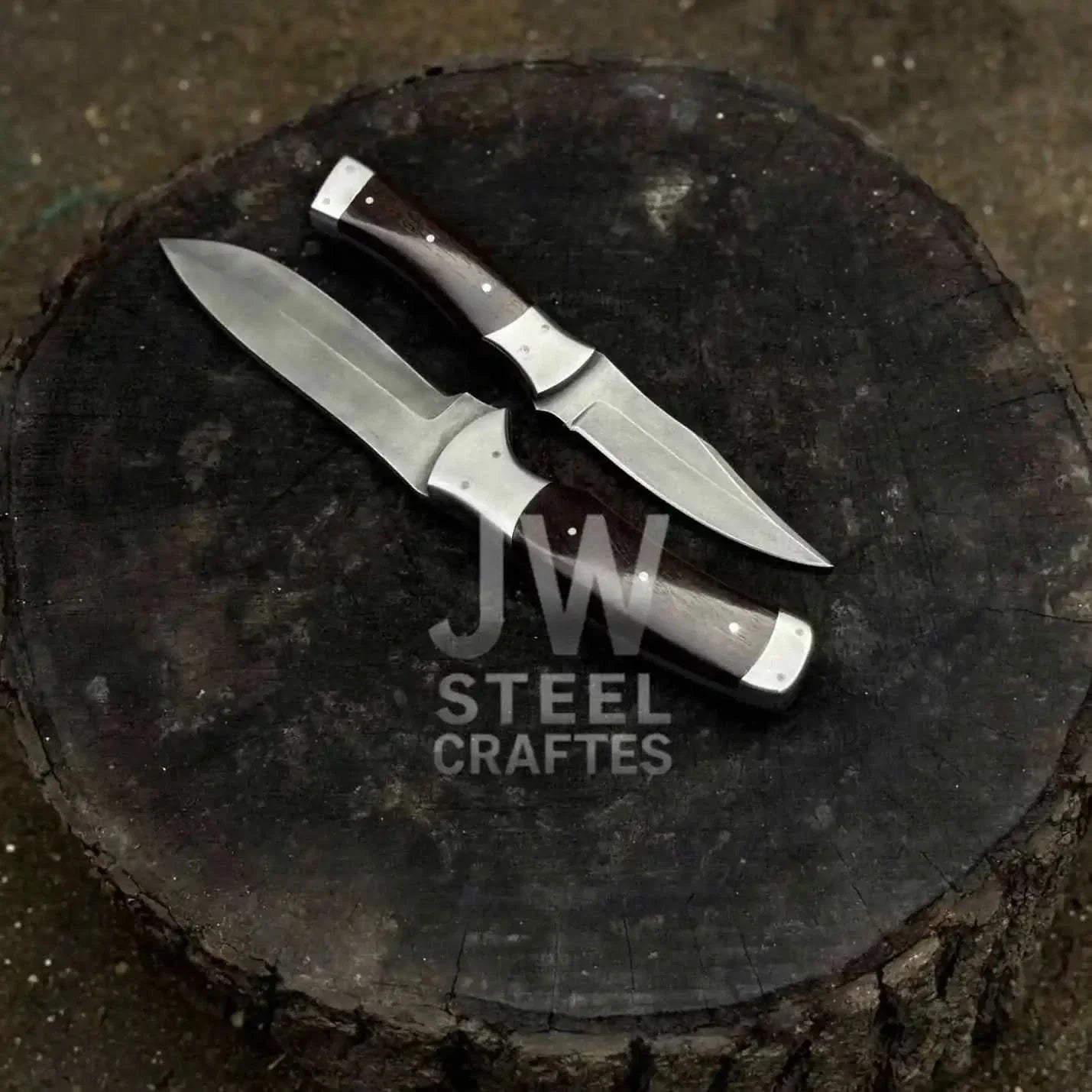 3-Piece High Carbon Steel Kitchen Knife Set — Cleaver, Chef & Paring Knife with Dark Rosewood Handles & Leather Sheaths