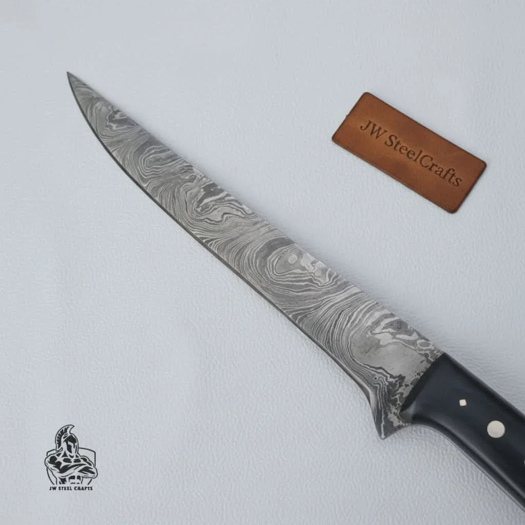11.5 Inch Damascus Steel Fillet Knife with Two-Tone Colored Wood Handle | JW SteelCrafts