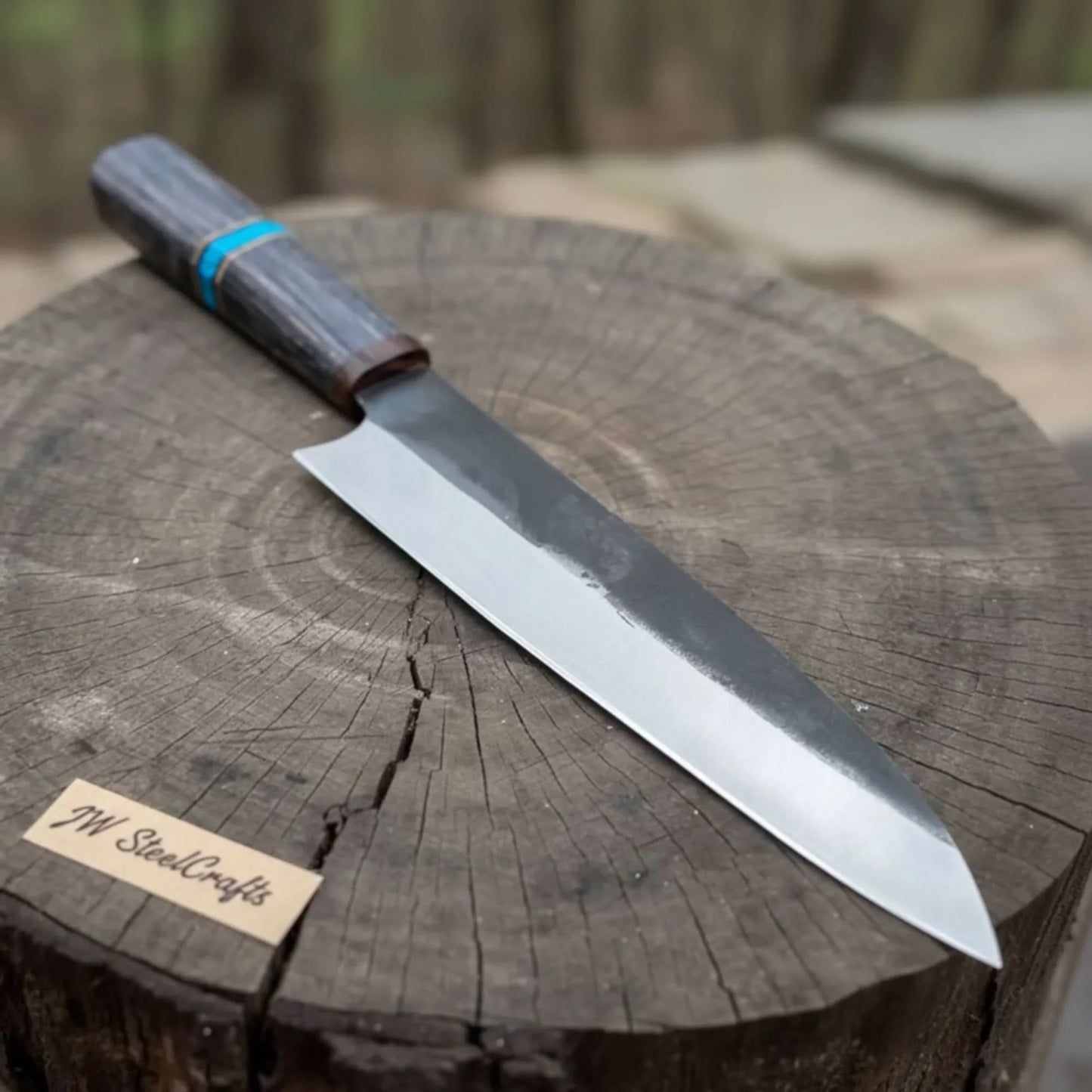 Japanese Gyuto Chef Knife 8” – Kurouchi Finish Blade with Wa Handle, Traditional Meiji Style