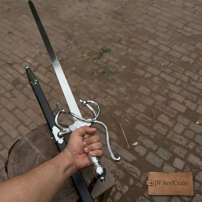 Historical Renaissance Rapier Sword Replica in Polished Steel for Collection and Display