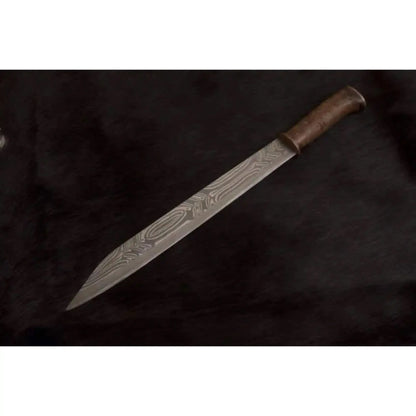 Handmade Viking Seax Knife Damascus Steel Blade 16 Inch Fixed Blade