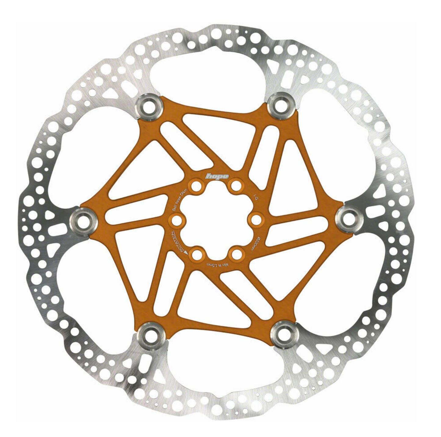 Hope Floating Disc Brake Rotor - 160mm 6-Bolt Orange