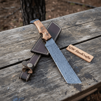 Hunting Knife Hunting 12" Tanto Knife with Olive Wood Handle with Sheath
