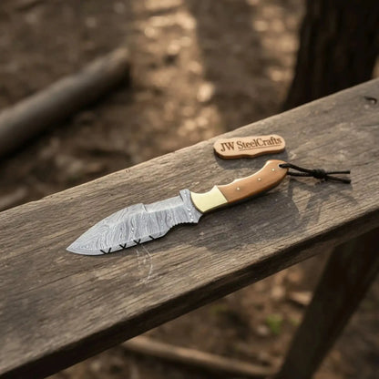 Damascus Steel Tracker Knife – Multiple Handle Colors | JW SteelCrafts