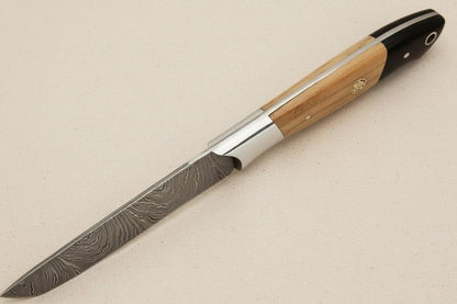 9" Handmade Damascus Steel Utility Knife with Olive Wood Handle