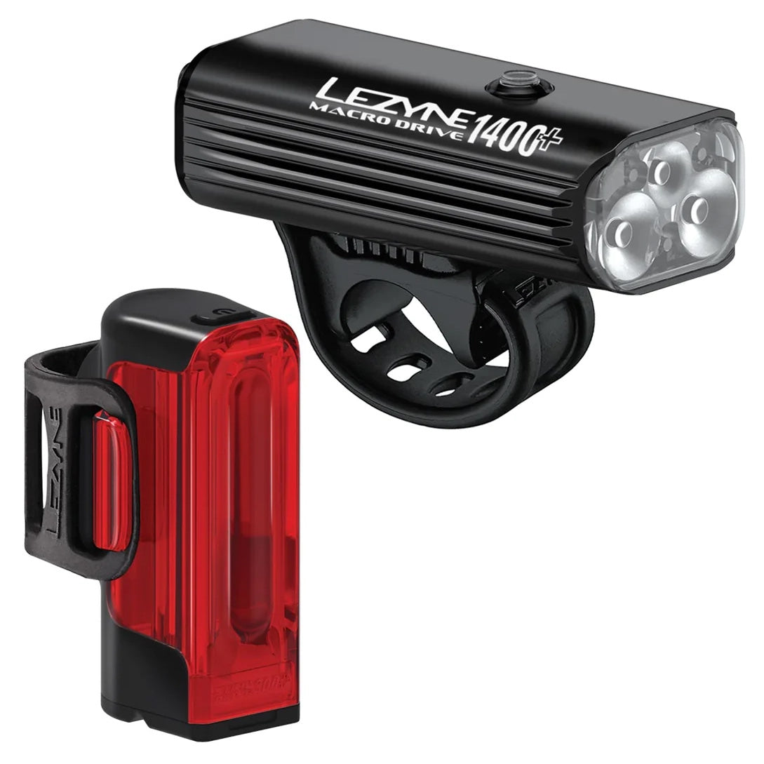 Lezyne Macro Drive 1400+/Strip Drive Pro 400+ Headlight/Taillight Set - BLK