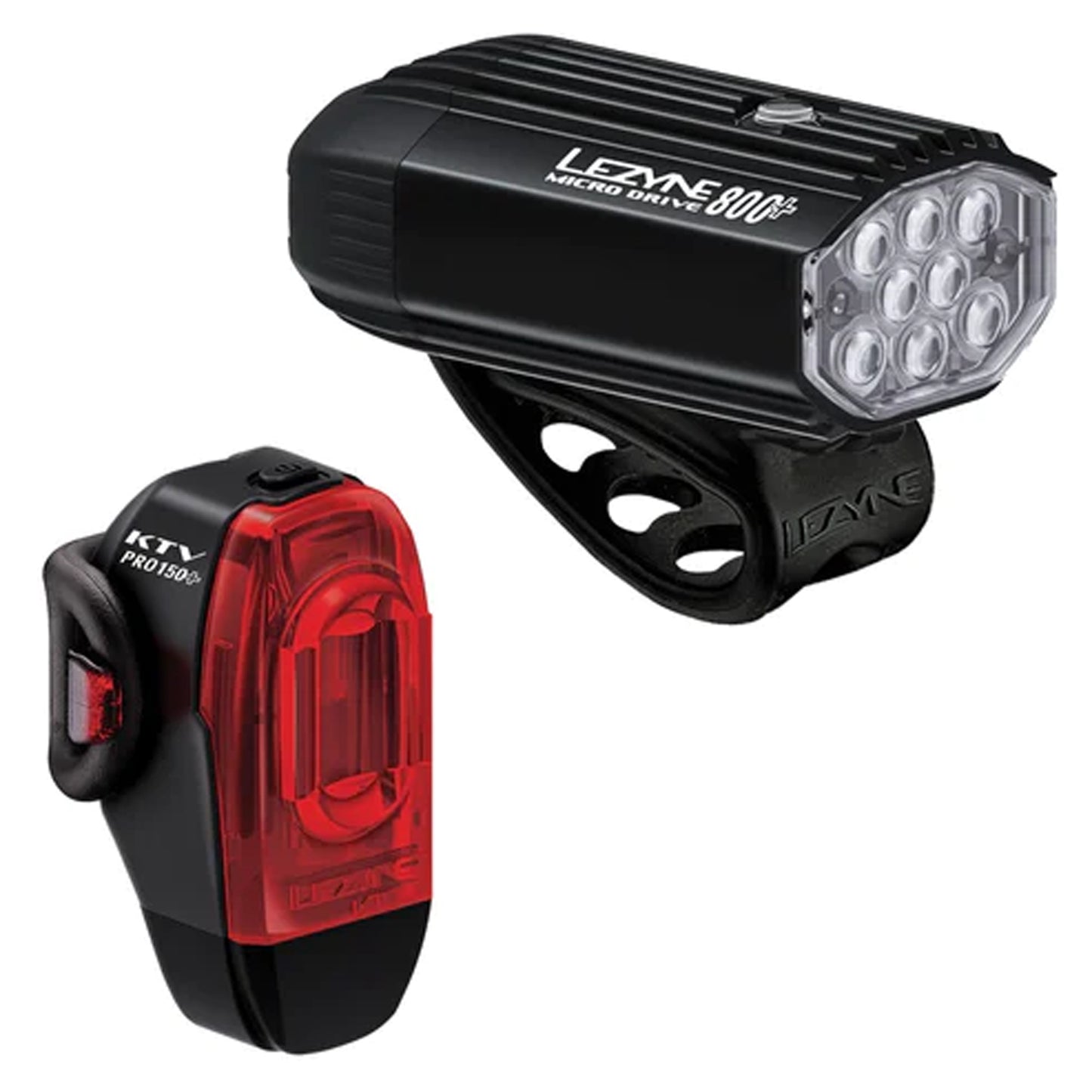 Lezyne Micro Drive 800+/KTV Drive Pro+ Headlight/Taillight Set - Black