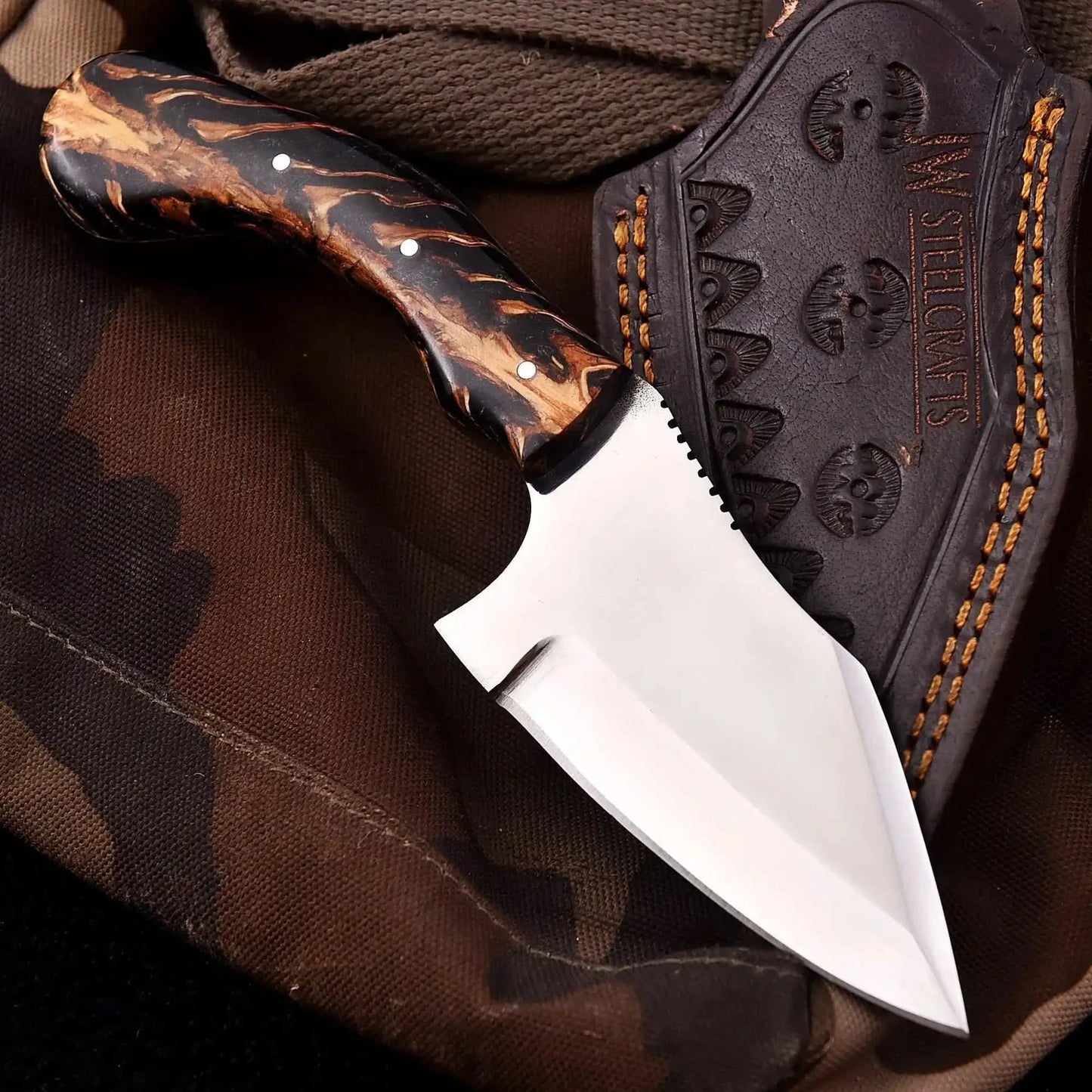 Pinecone Handle Fixed Blade Knife – 4” Stainless Steel Blade | JW SteelCrafts