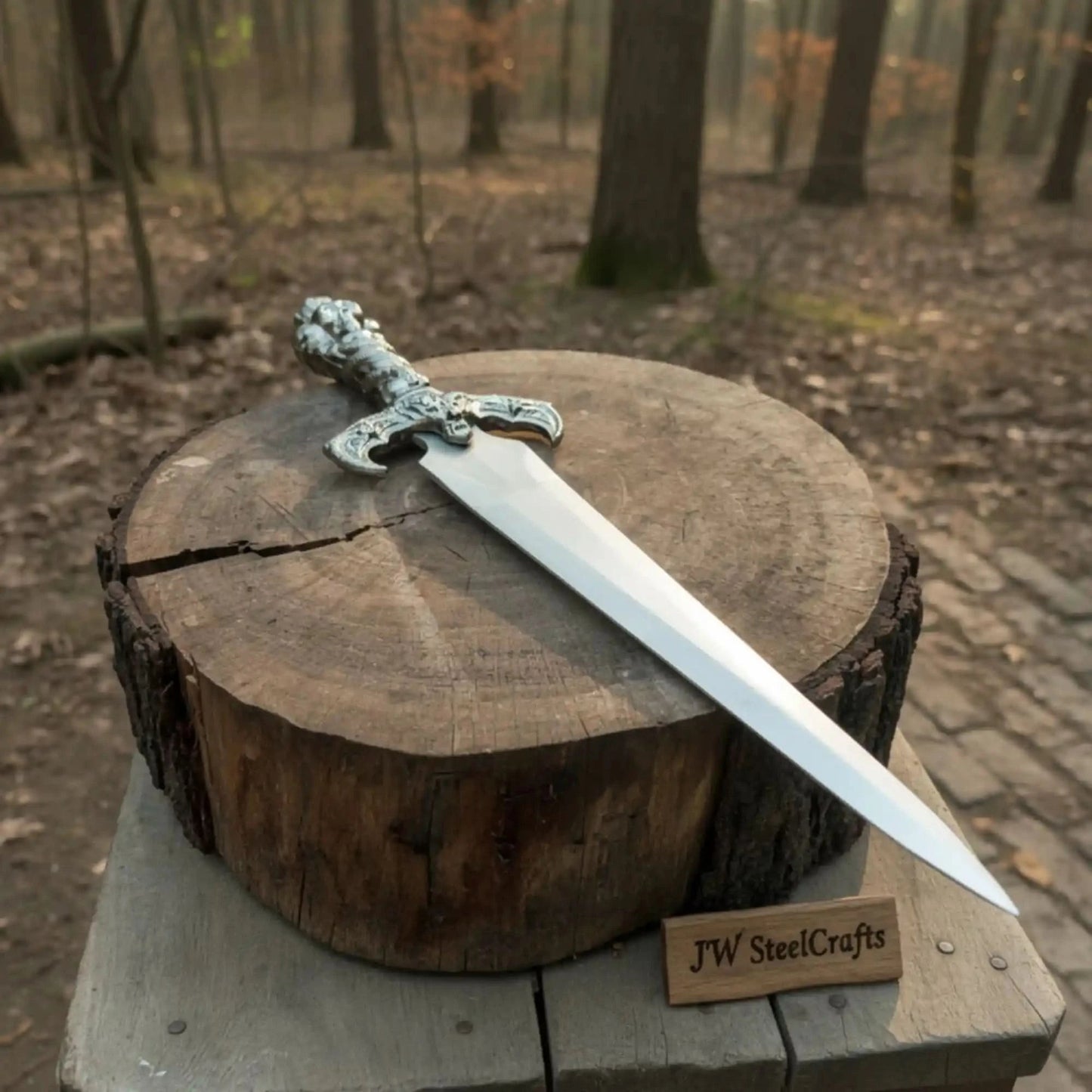 Handmade Medieval Fantasy Short Sword in Polished Steel with Gothic Cross Hilt for Collection, Cosplay and Display