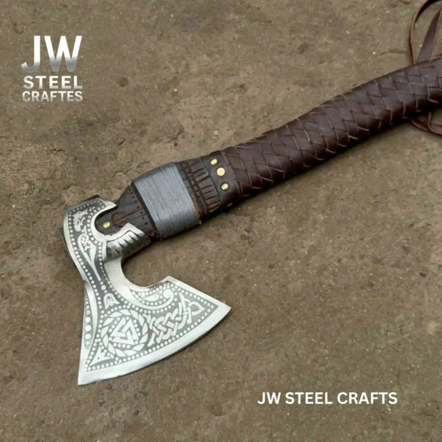 Viking Style Engraved Axe | Handcrafted Leather Wrapped Handle