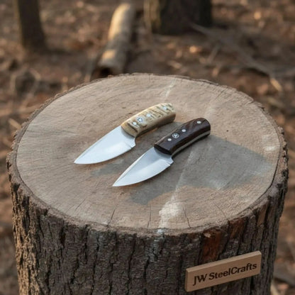 Compact Outdoor Knife – Stainless Steel Blade | Ram Horn or Wengi Wood Handle | JW SteelCrafts