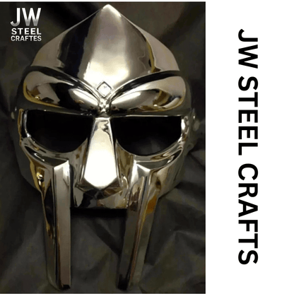 Polished Gladiator Face Mask | Handcrafted Metal Decorative Helmet Art