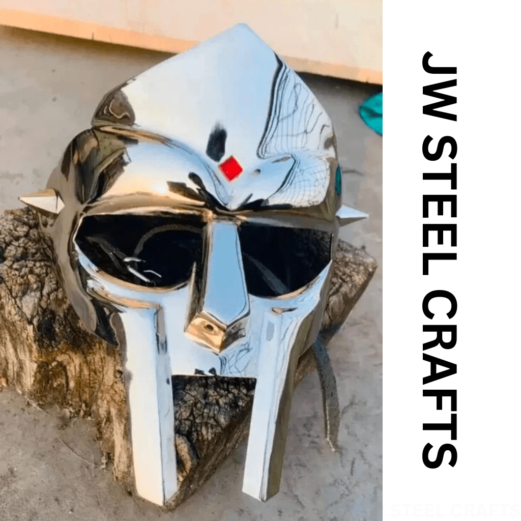 Polished Gladiator Face Mask | Handcrafted Metal Decorative Helmet Art