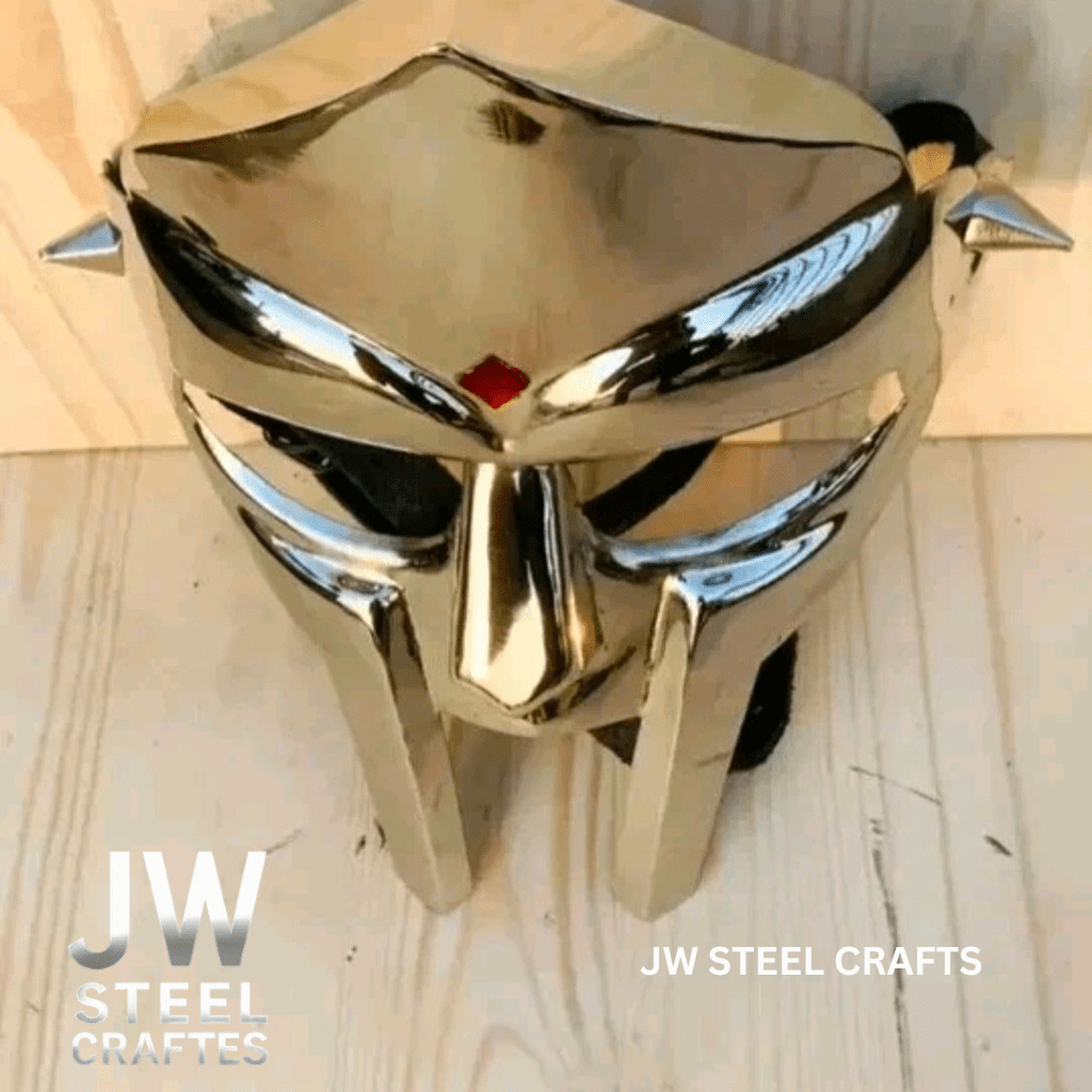 Polished Gladiator Face Mask | Handcrafted Metal Decorative Helmet Art
