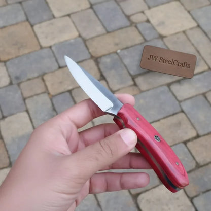 Handmade Skinner Knife Red Wood Handle Fixed Blade