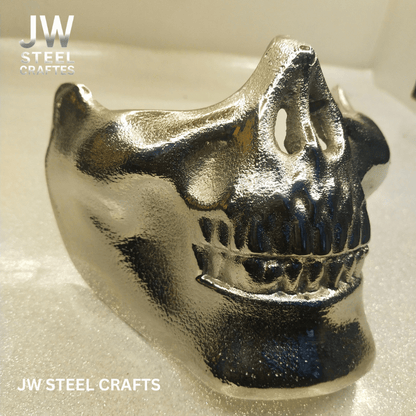 Polished Metal Skull Decor | Handmade Cast Aluminum Skull Sculpture