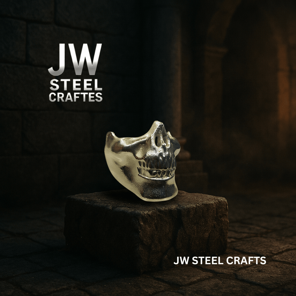 Polished Metal Skull Decor | Handmade Cast Aluminum Skull Sculpture