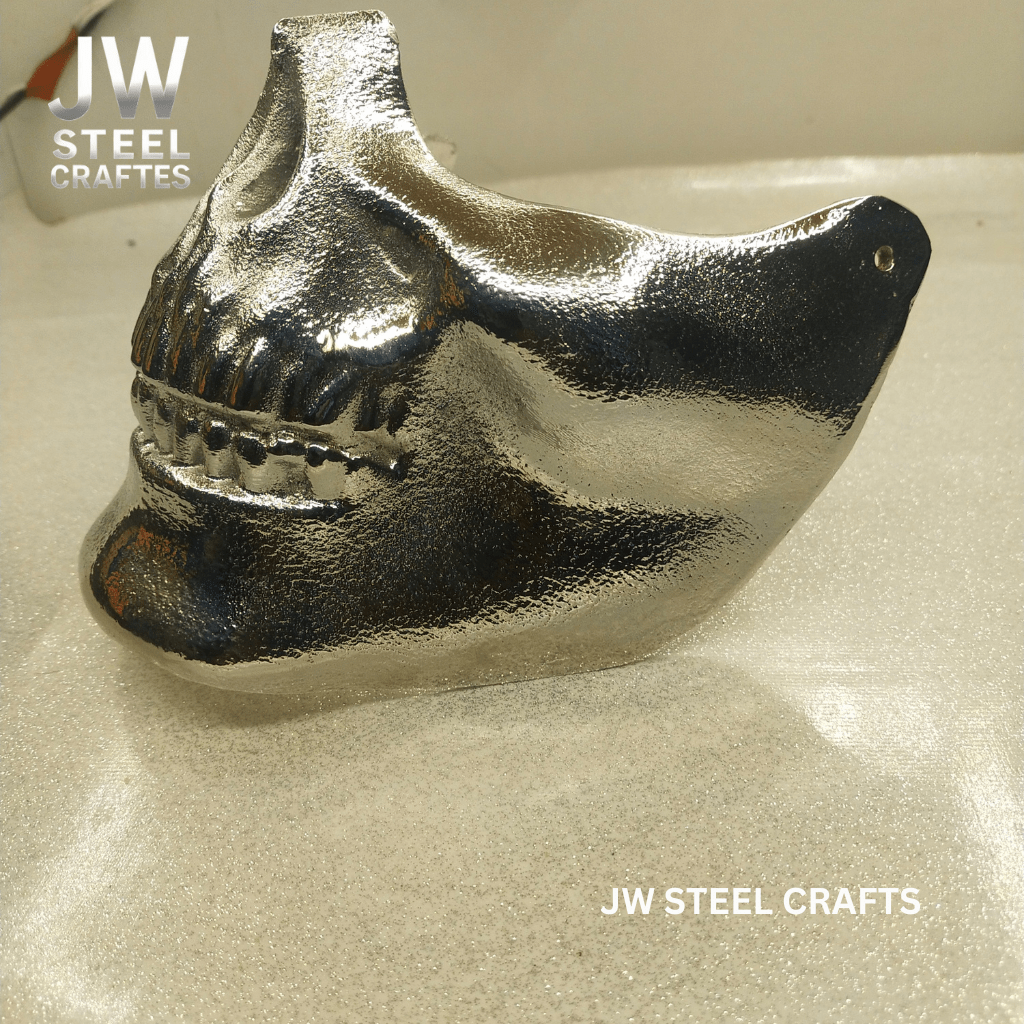 Polished Metal Skull Decor | Handmade Cast Aluminum Skull Sculpture
