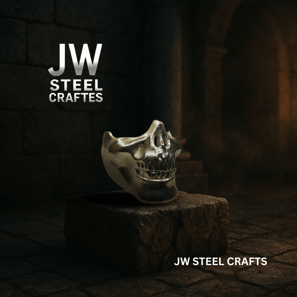Polished Metal Skull Decor | Handmade Cast Aluminum Skull Sculpture