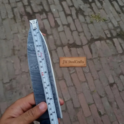 8-Inch Gyuto Chef Knife Twisted Damascus Blade with Blue & Red Pakka Wood Handle (Full Tang, Hand-Forged)