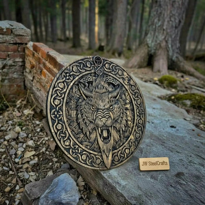 Handcrafted Viking Shield and Engraved Axe Set with Raven Motif and Norse Knotwork