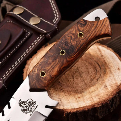Tracker knife Full Tang Fixed Blade Knife – Stainless Steel Blade & Burl Wood Handle | JW SteelCrafts
