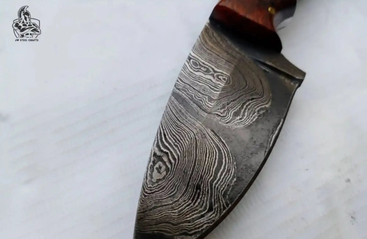 Damascus Skinner Knife 6” Fixed Blade rose wood Handle