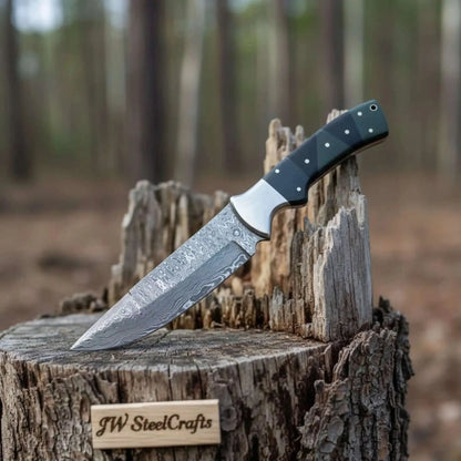 Handmade Damascus Bowie Knife with Micarta Handle