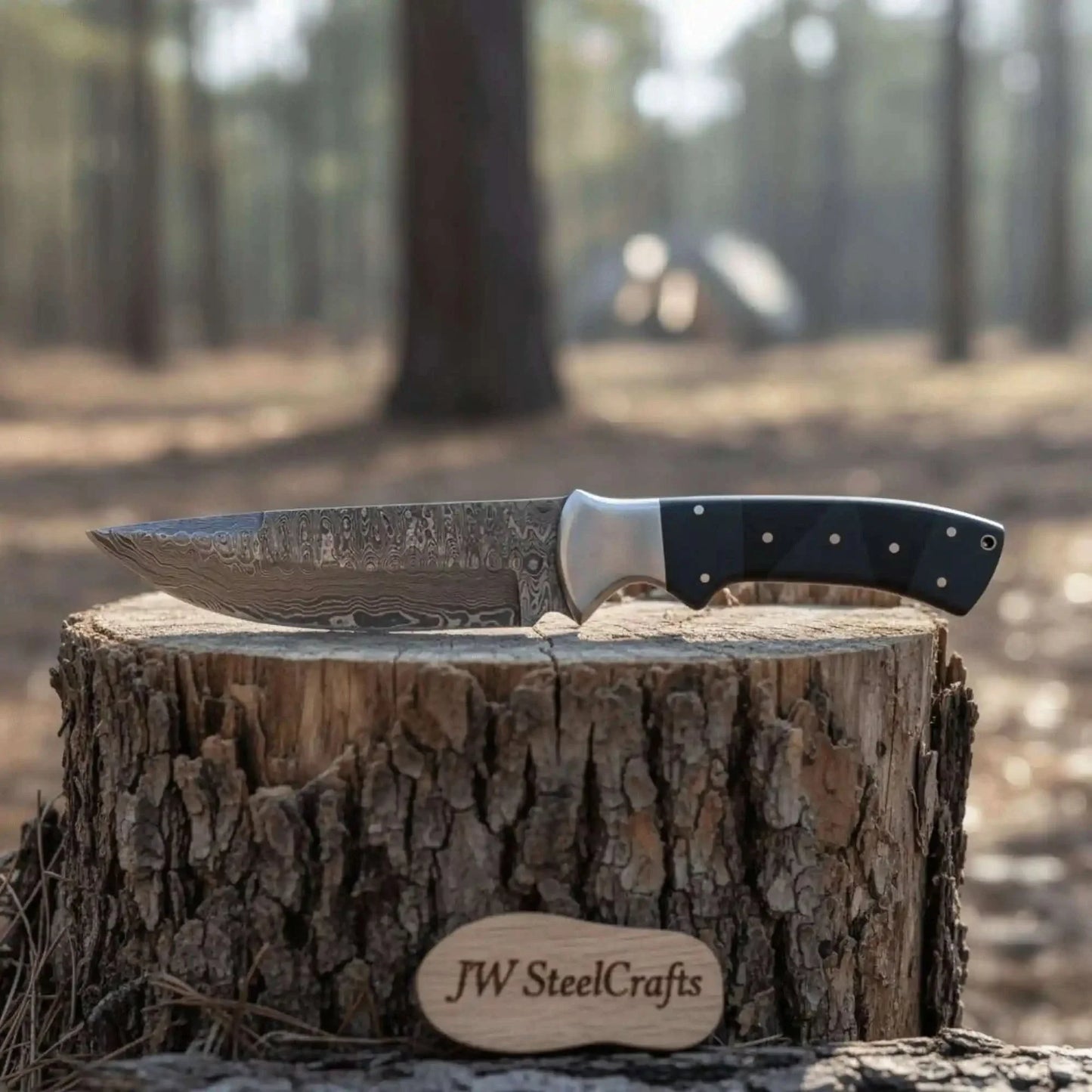 Handmade Damascus Bowie Knife with Micarta Handle