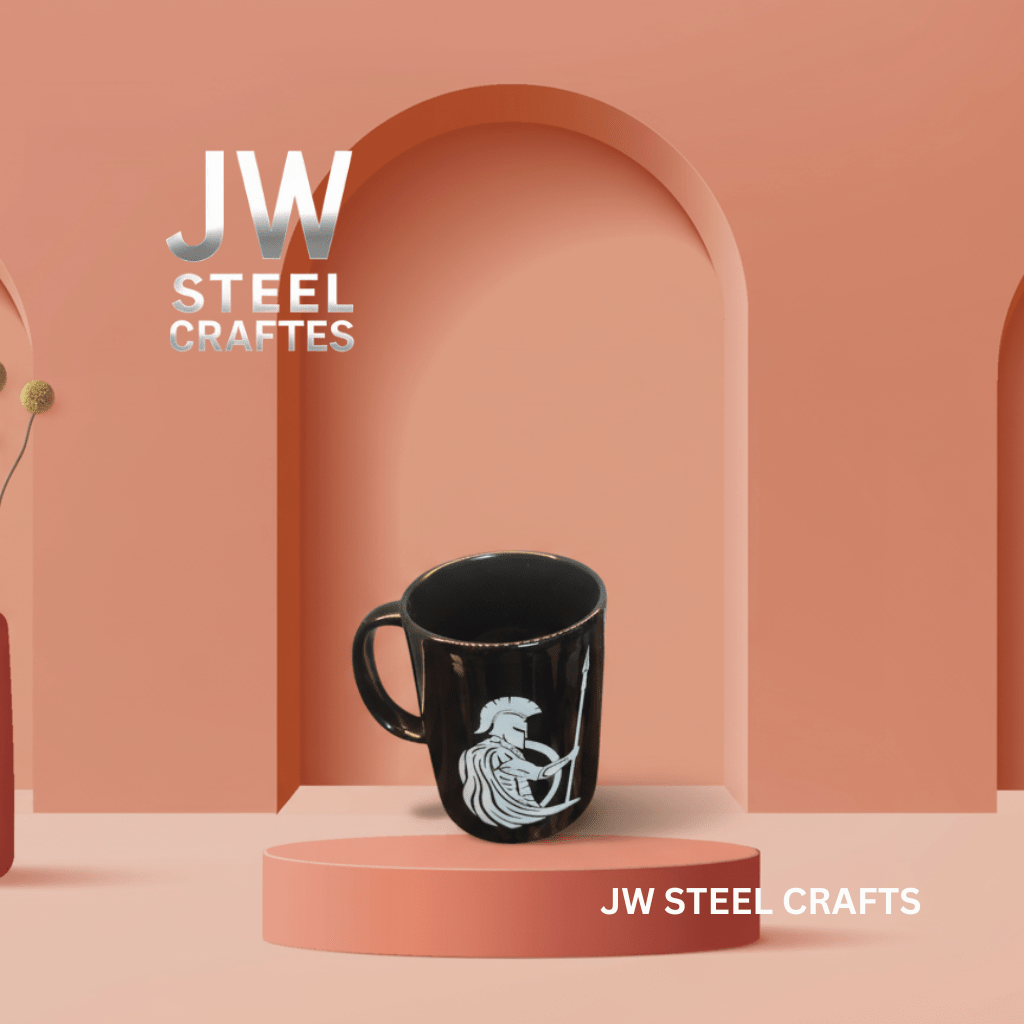 Spartan Warrior Mug | Black Ceramic Coffee Cup | JW SteelCrafts