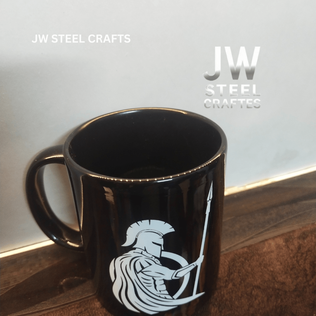 Spartan Warrior Mug | Black Ceramic Coffee Cup | JW SteelCrafts