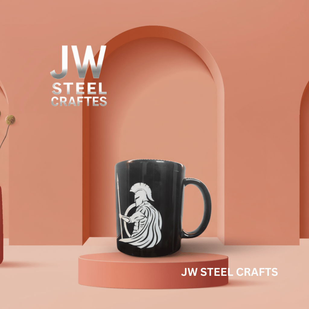 Spartan Warrior Mug | Black Ceramic Coffee Cup | JW SteelCrafts