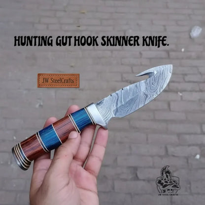 Custom Handmade Hunting Gut Hook Skinner Knife.