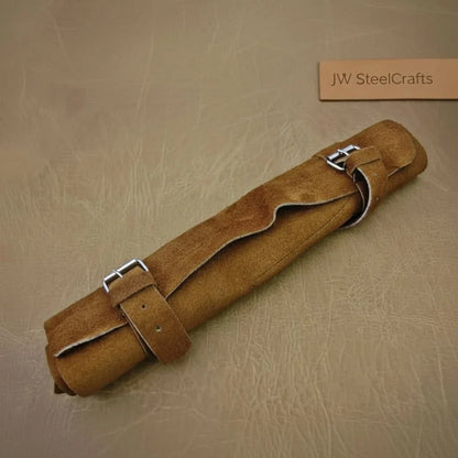 5-Piece Handmade Damascus Kitchen Knife Set with Red Pakka Wood Handles