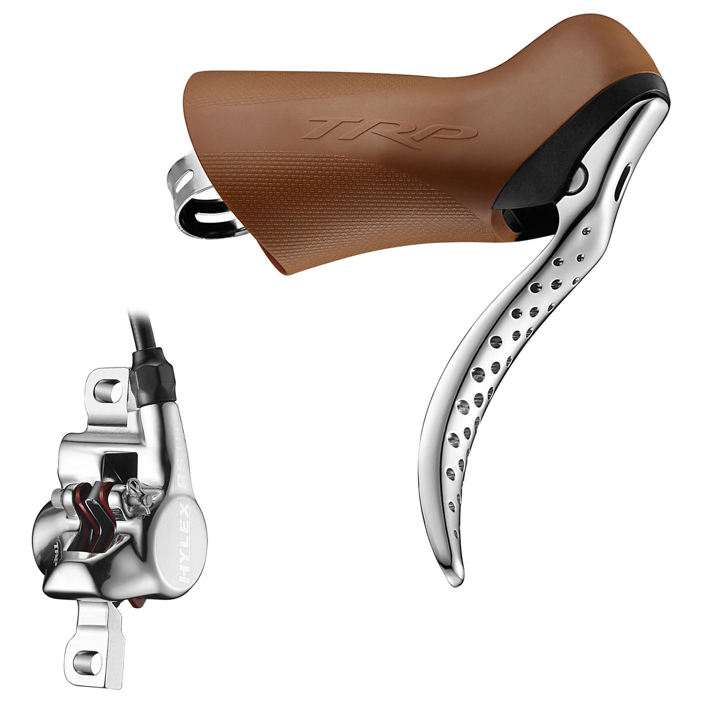 TRP Hylex RS Disc Brake Lever - Right Hand Lever Hydraulic Flat Mount Gum/Silver