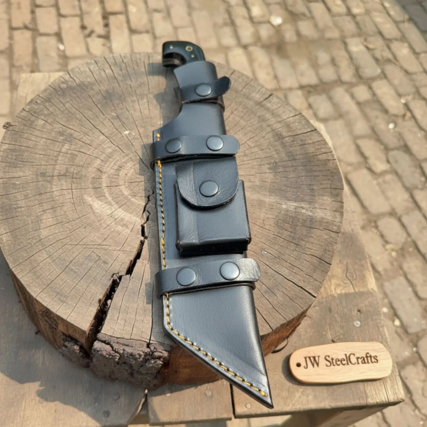 Handmade Damascus Tracker Knife 12” Sawback Blade Survival Knife Black resin Handle & Sheath