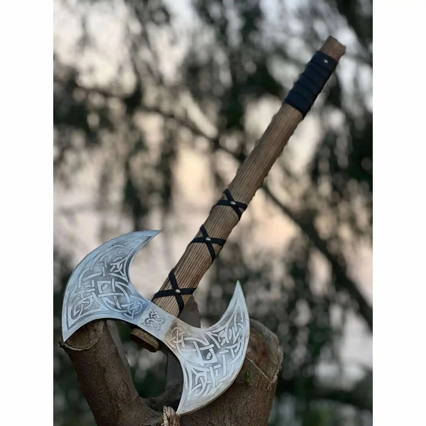 Unique Double-Headed Viking Axe - Handcrafted Decor Piece | Two Styles Available | JW SteelCrafts