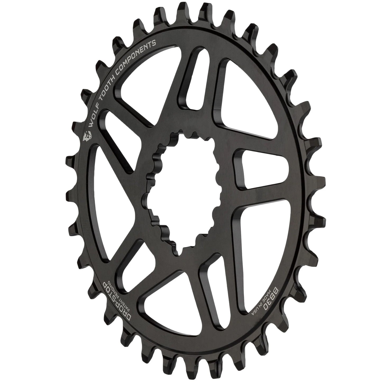 Wolf Tooth Direct Mount Chainring - 32t SRAM 3-Bolt Direct Mount Drop-Stop ST Requires 12-Speed HG+ Chain BLK