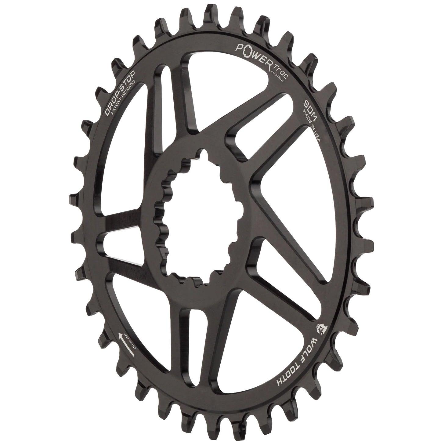 Wolf Tooth Elliptical Direct Mount Chainring - 30t SRAM 3-Bolt DM Drop-Stop ST For SRAM Boost Cranks Requires HG+ Chain BLK